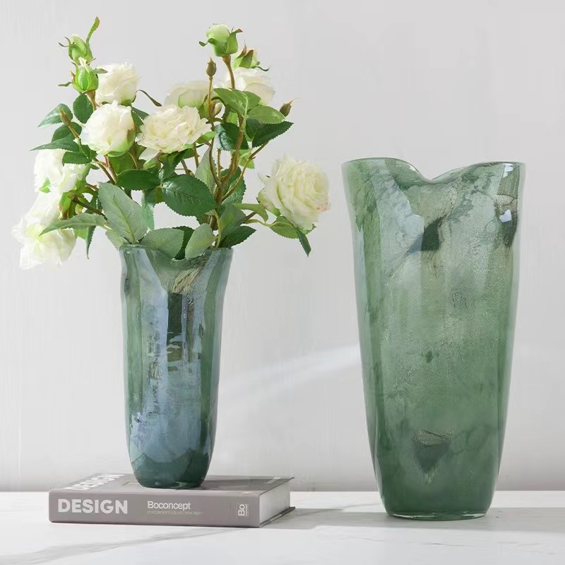 Green art, high-end sense, simple oil color home, indoor hydroponic vase, flower arrangement, flower vases, decorative items, vases