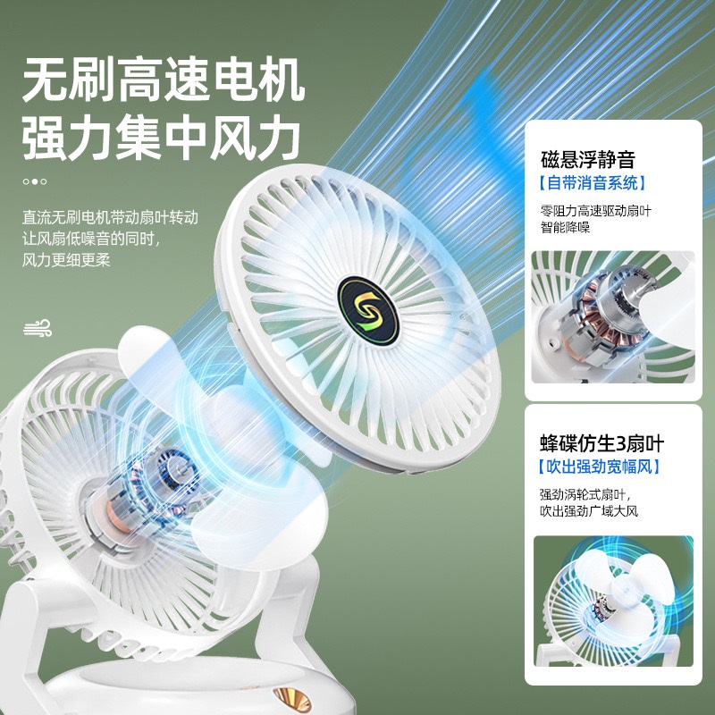 Household dormitory desktop electric fan, folding portable electric fan, outdoor mini electric fan, multi-functional humidifier, ambient light fan, spray fan, household floor-standing electric fan, summer strong wind electric fan Application Scenario