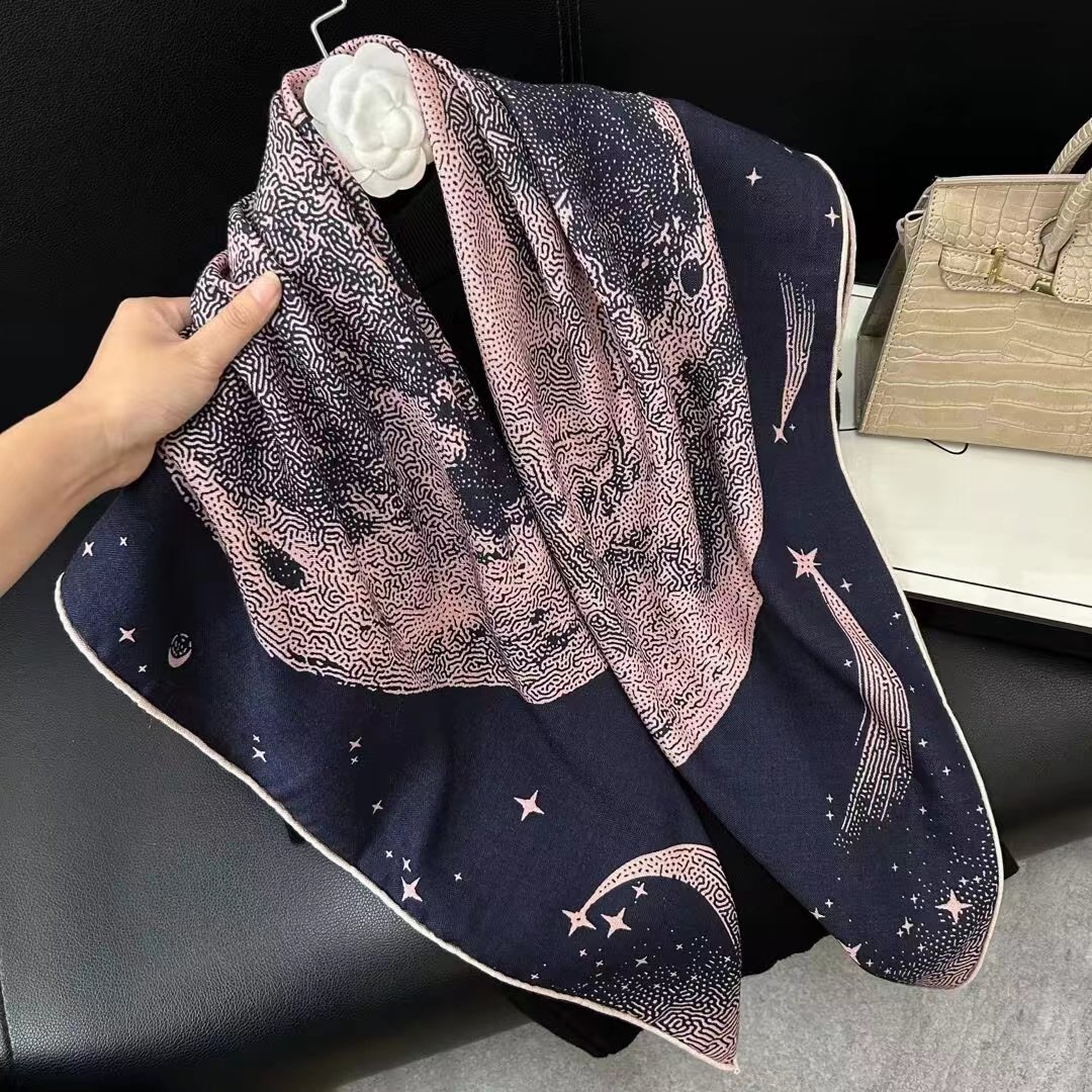 135 Double Side Silk Wool Large Square Scarf Mulberry Silk Wool Silk Scarf Sunscreen Absorbent Fashion All-Match Shawl Scarf For Women Item Picture