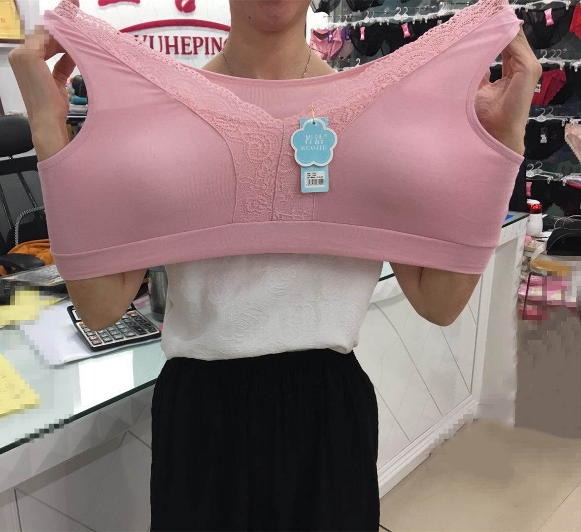 Lingerie Women's Bra No underwire super soft lace senior vest Breathable Mom detachable bra
