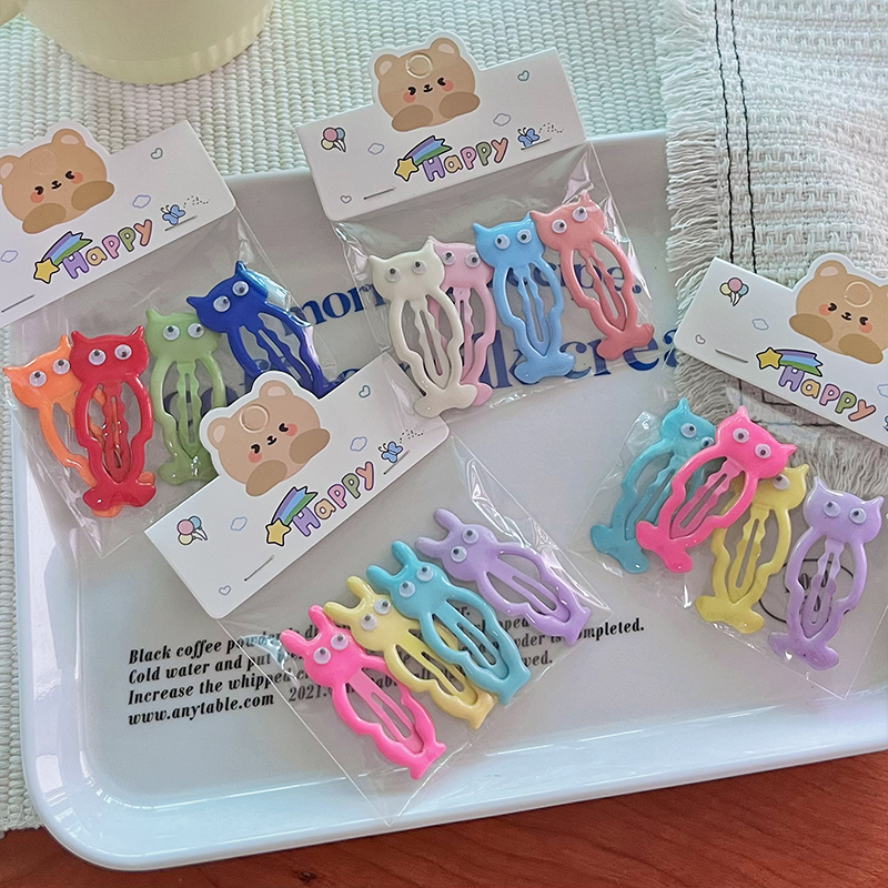 New children's bb clips with cartoon doll patterns, cute hair clips, dopamine headwear, side clips, Japanese-style hair accessories for women Specification image