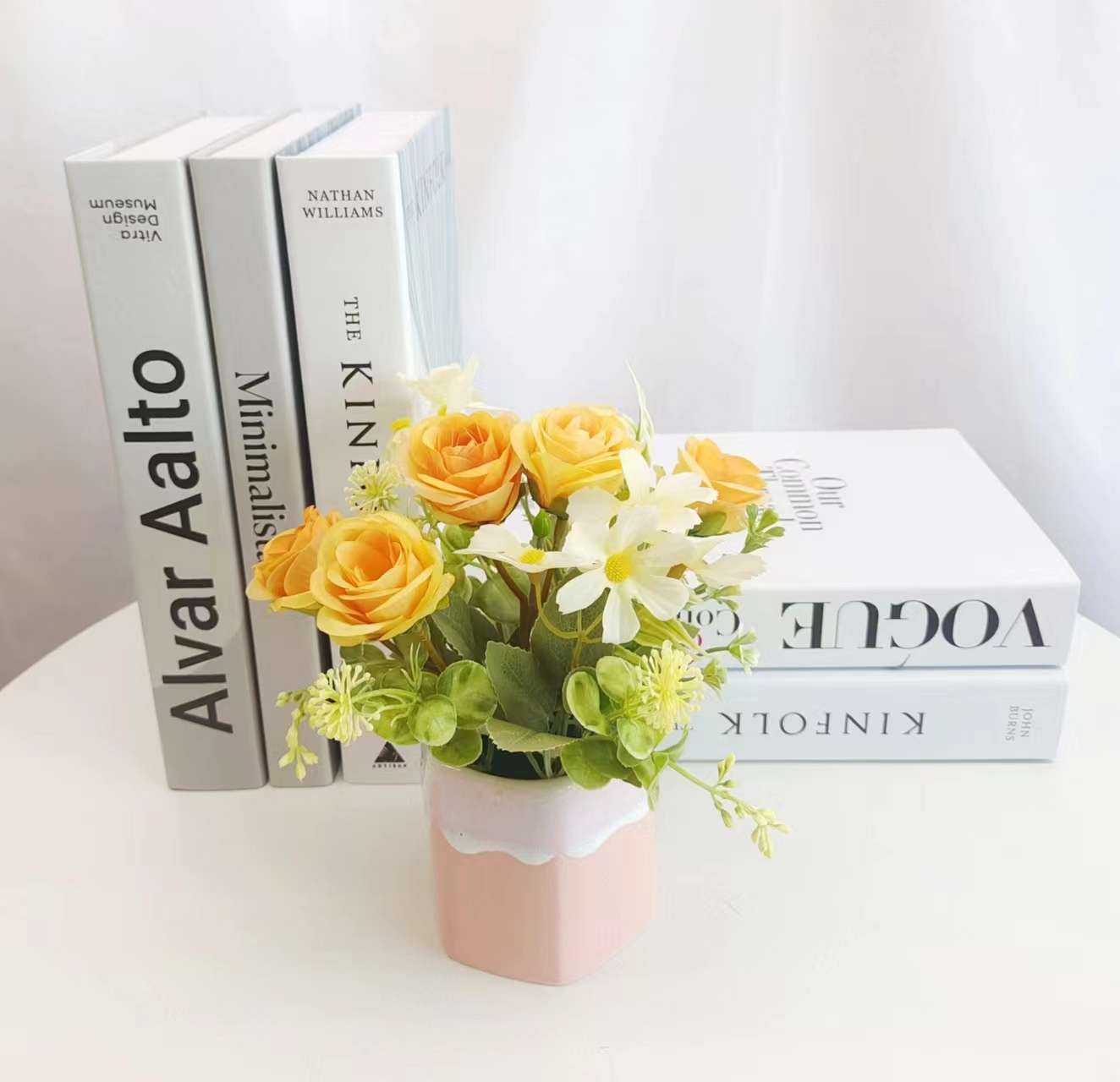 Simulation Flower Set Floor-To-Ceiling Living Room Decoration Interior Decoration Plastic Flower Table Small Bonsai Flower Pot undefined