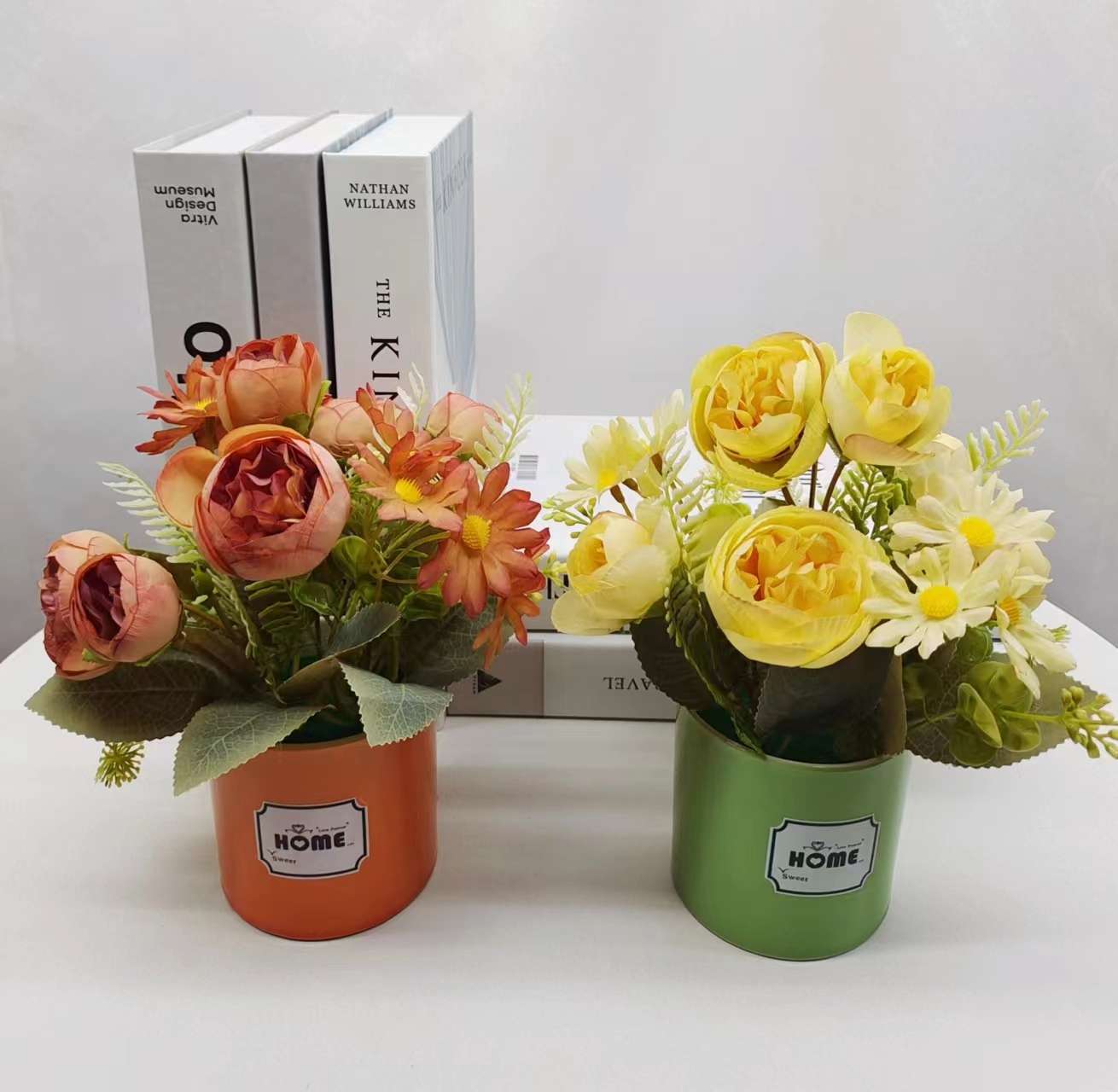 Simulation Flower Set Floor-To-Ceiling Living Room Decoration Interior Decoration Plastic Flower Table Small Bonsai Flower Pot undefined