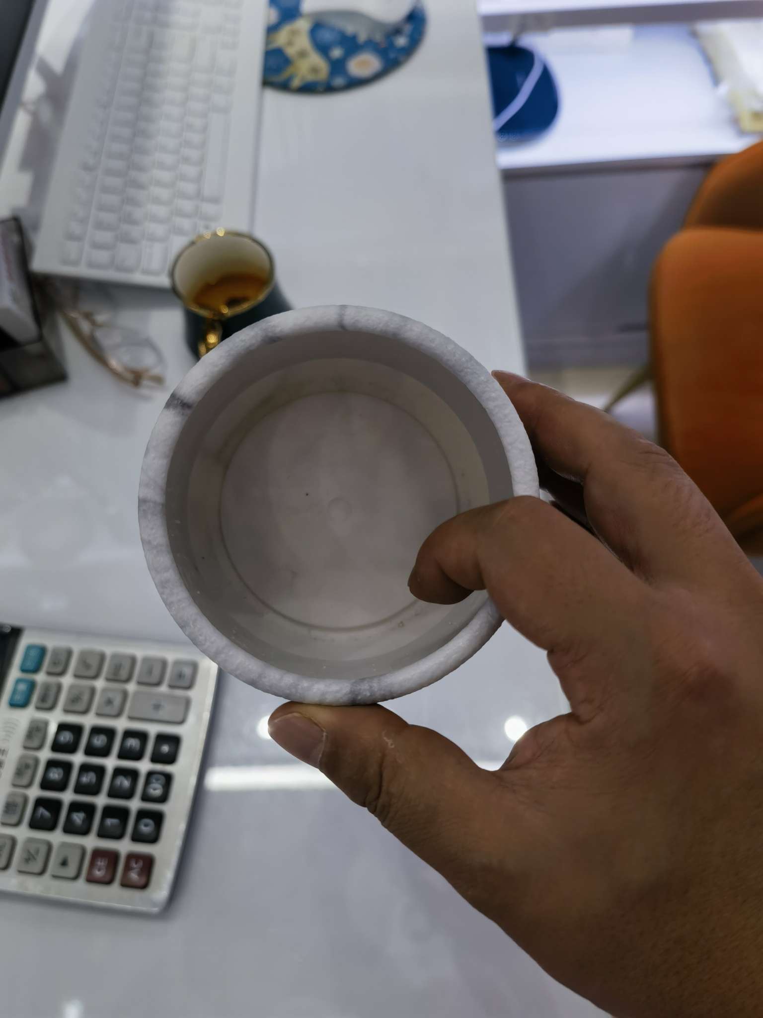 大理石纹简约创意ABS花盆桌面多肉专用小盆细节图