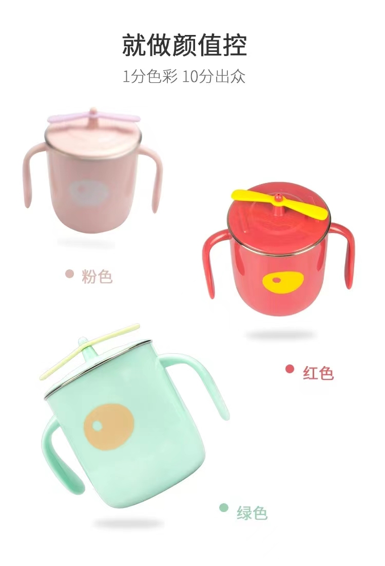 L85-M-356 New Creative Bamboo Dragonfly children's scale 304 stainless steel water cup, baby drinking cup detail image 3