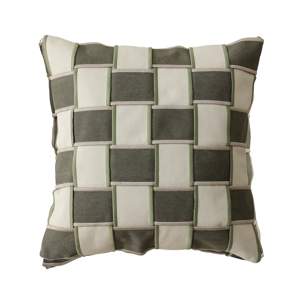In the afternoon, there are simple grid handcrafted pillowcases, canvas close-knit cross-woven sofa cushions, and bedside cushions Item Picture