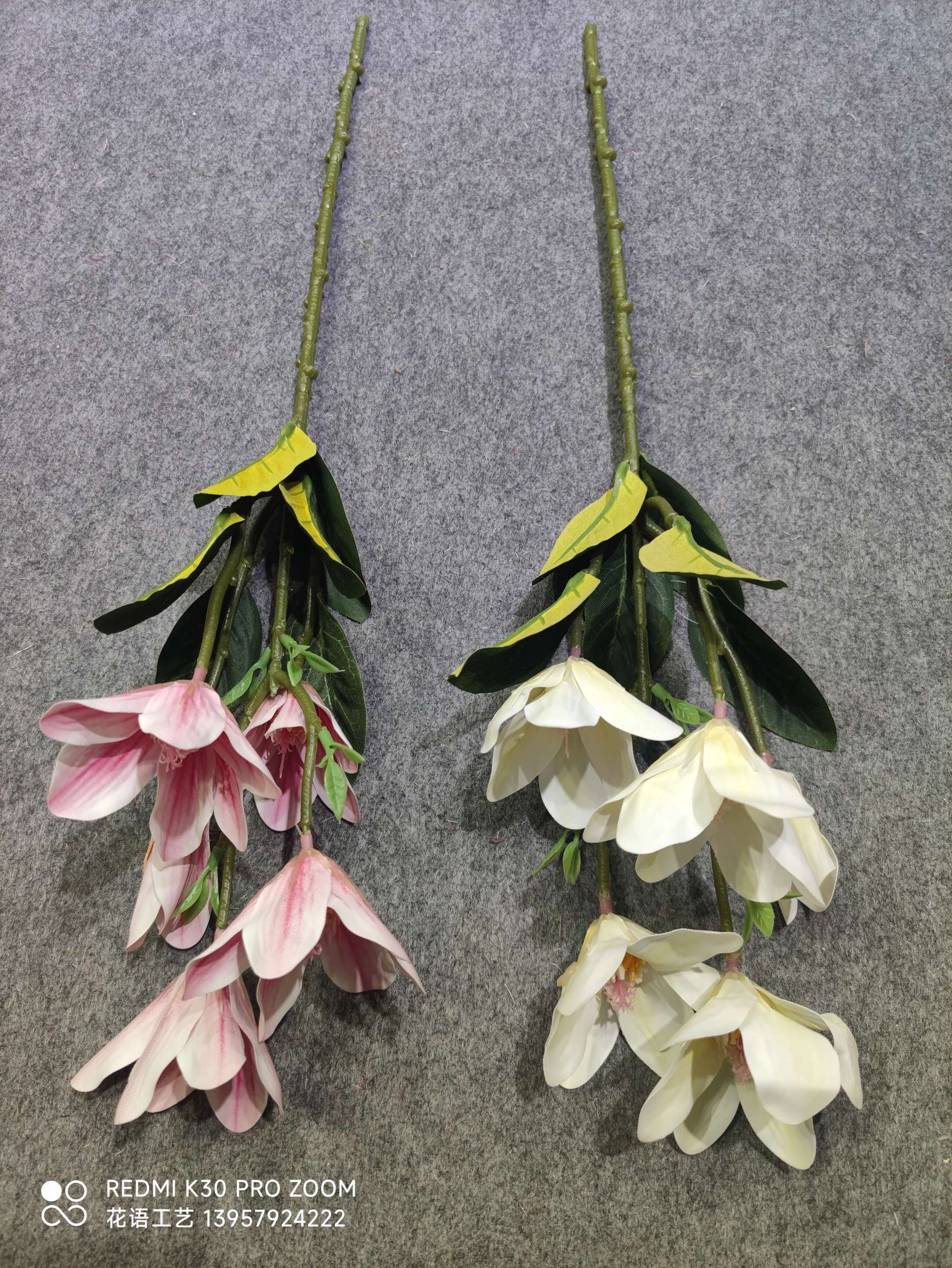 Single Branch Feel Clematis Simulation Flower 3D Printing 3-Head Vine Home Decoration Wedding Flower Arrangement Display Magnolia Flower Item Picture
