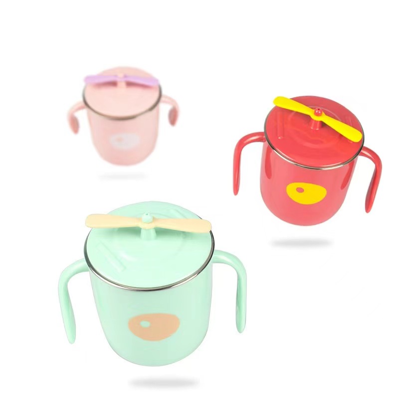 L85-M-356 New Creative Bamboo Dragonfly children's scale 304 stainless steel water cup, baby drinking cup details Picture