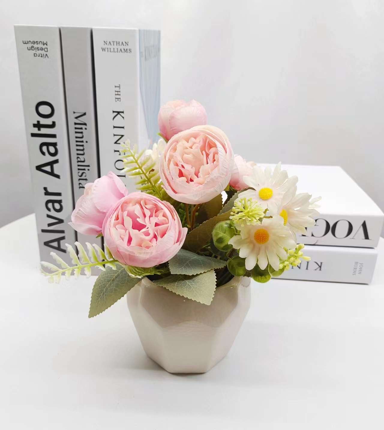 Simulation Flower Set Floor-To-Ceiling Living Room Decoration Interior Decoration Plastic Flower Table Small Bonsai Flower Pot details Picture