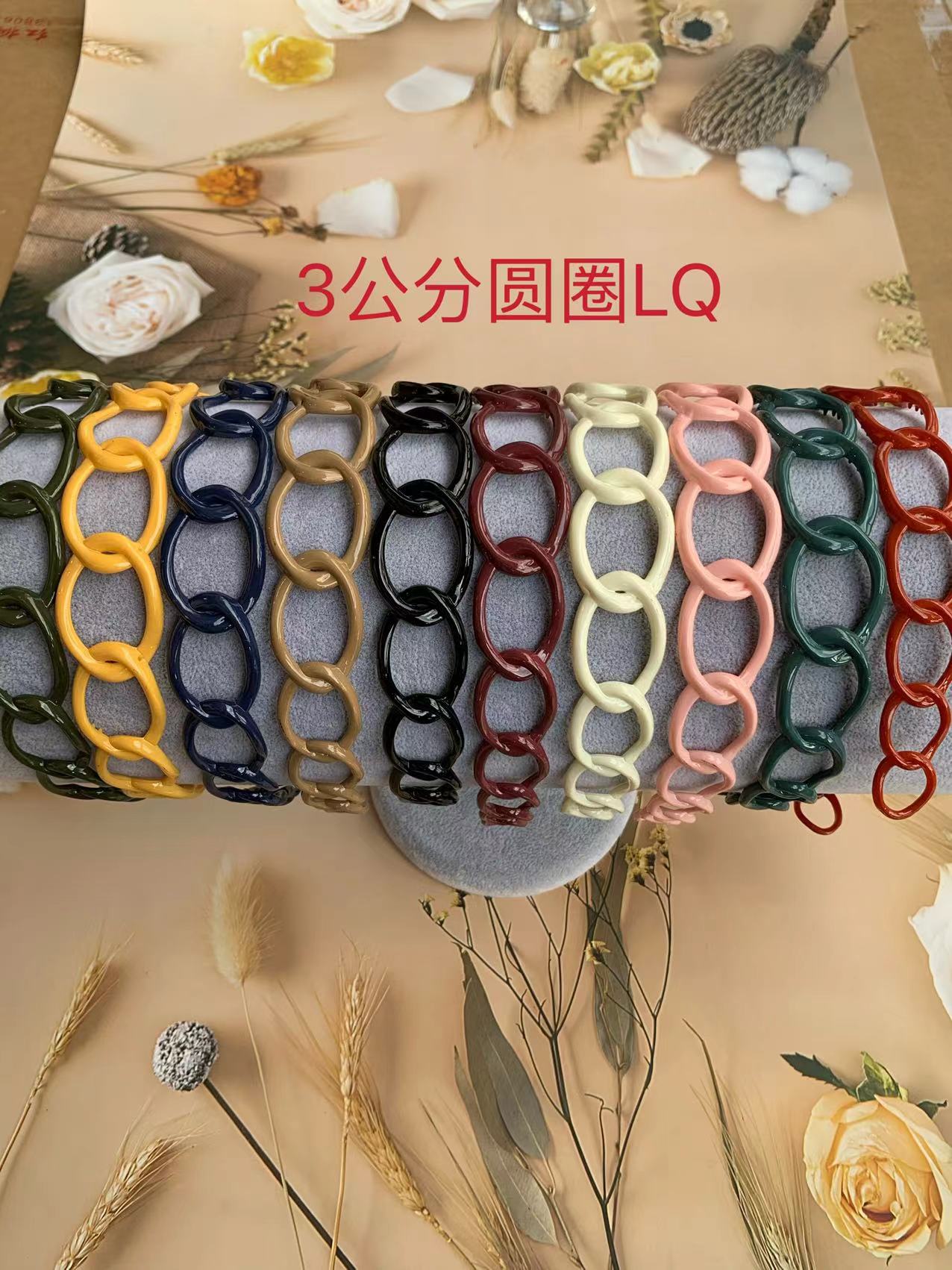 3公分圆圈发饰女夏季百搭PU水晶发箍 头饰发光发箍 饰品时尚简约发箍潮流新款