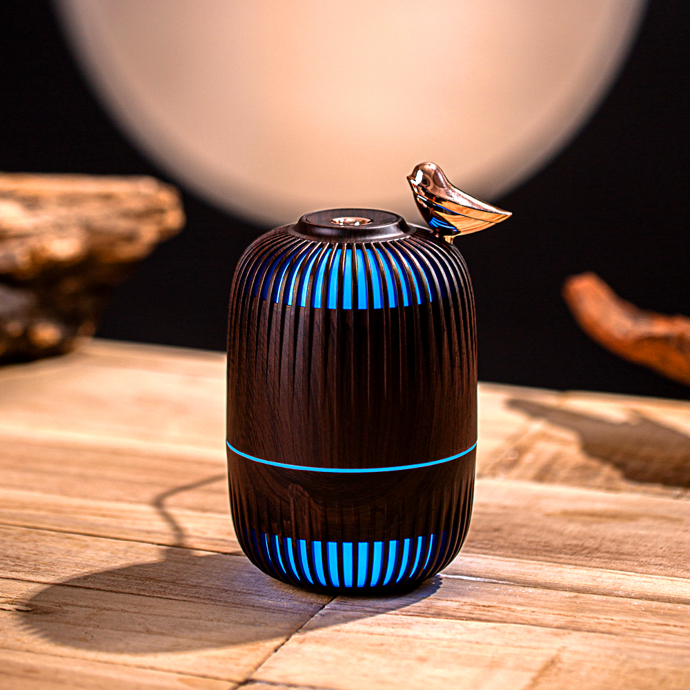 Nuevo mini grano de madera RGB luces coloridas tufo gaiola vacía coche dormitorio dormitorio aire purificación humidificador Item Picture