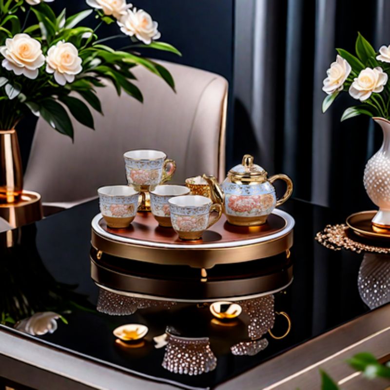 European Plated Ceramic Tea Set Gold Plated Coffee Cup Saucer Will Sell Gift Ceramic Cup Pot Set Foreign Trade Boutique Storage Box With Gift Application Scenario