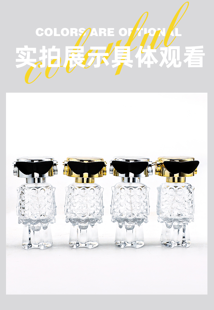 厂家现货100ml香水瓶卡口女版机器人透明玻璃瓶按压喷雾玻璃空瓶详情5