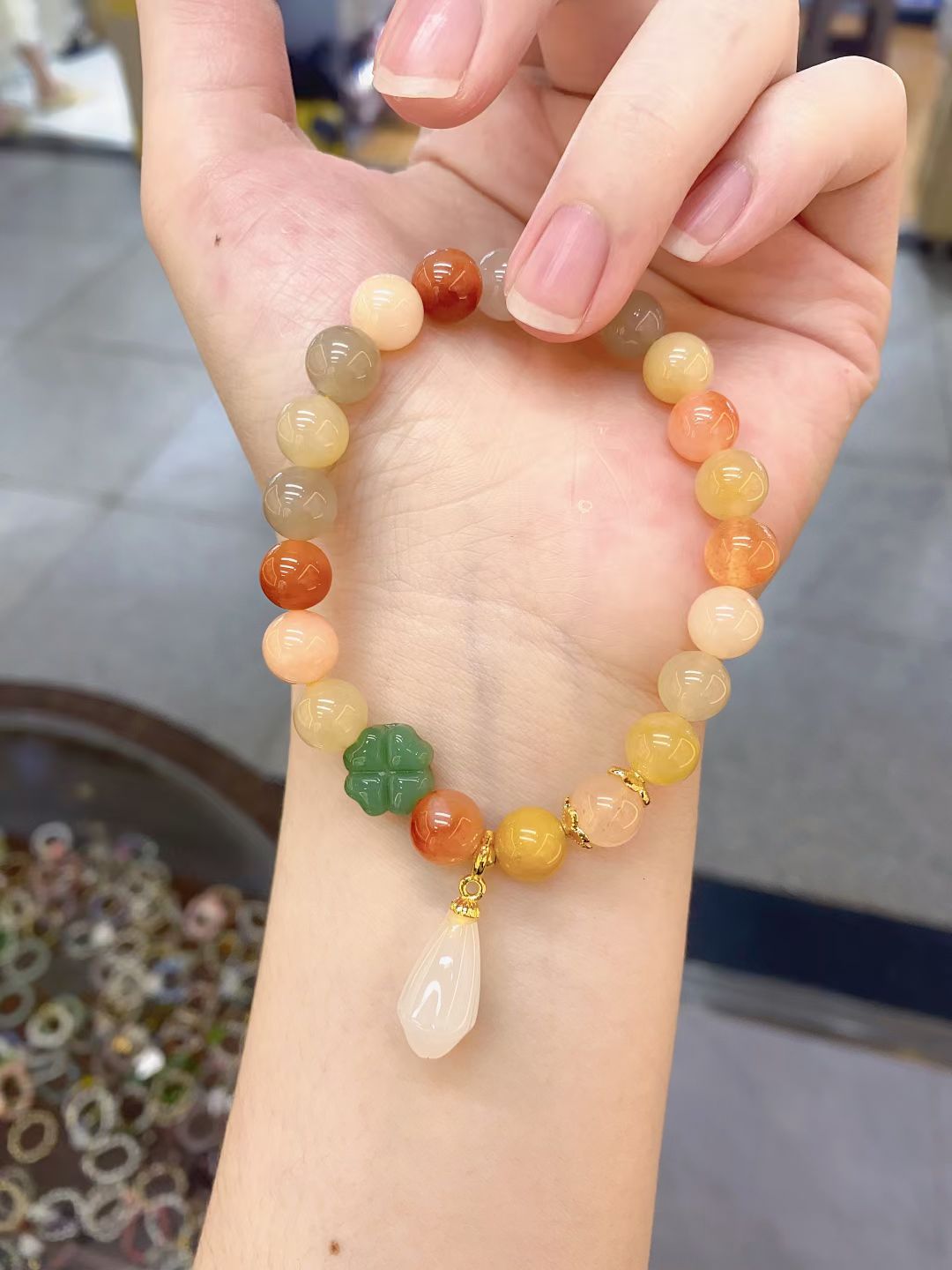 千辰饰品 金丝玉水滴单圈 手链手串 手串手链详情1