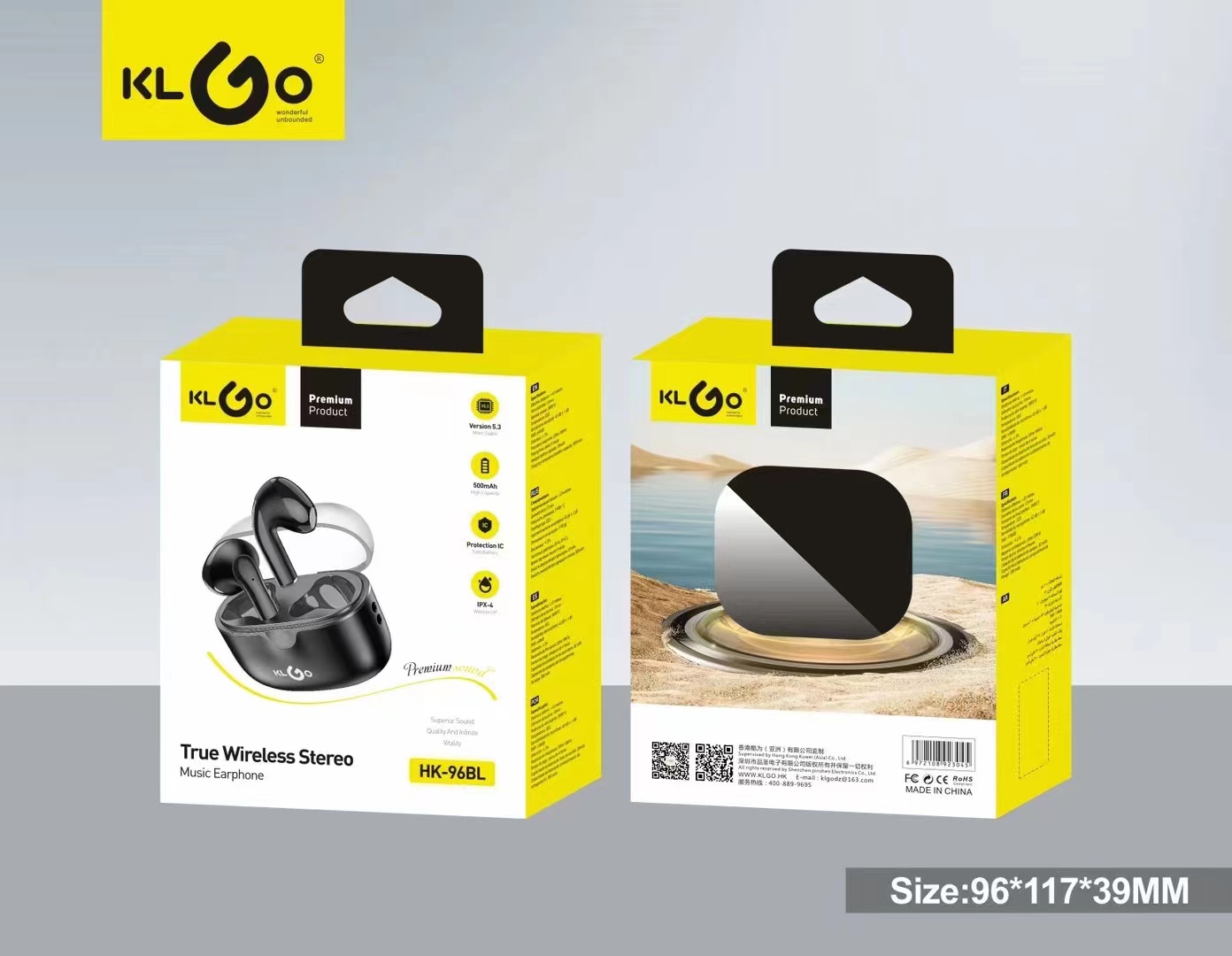 KLGO/ Kuwei HK-96BL TWS Bluetooth headphones, Apple exclusive wireless Bluetooth headphones, high-definition sound quality, lightweight, portable, durable and shock-resistant, experience a new realm of music details Picture