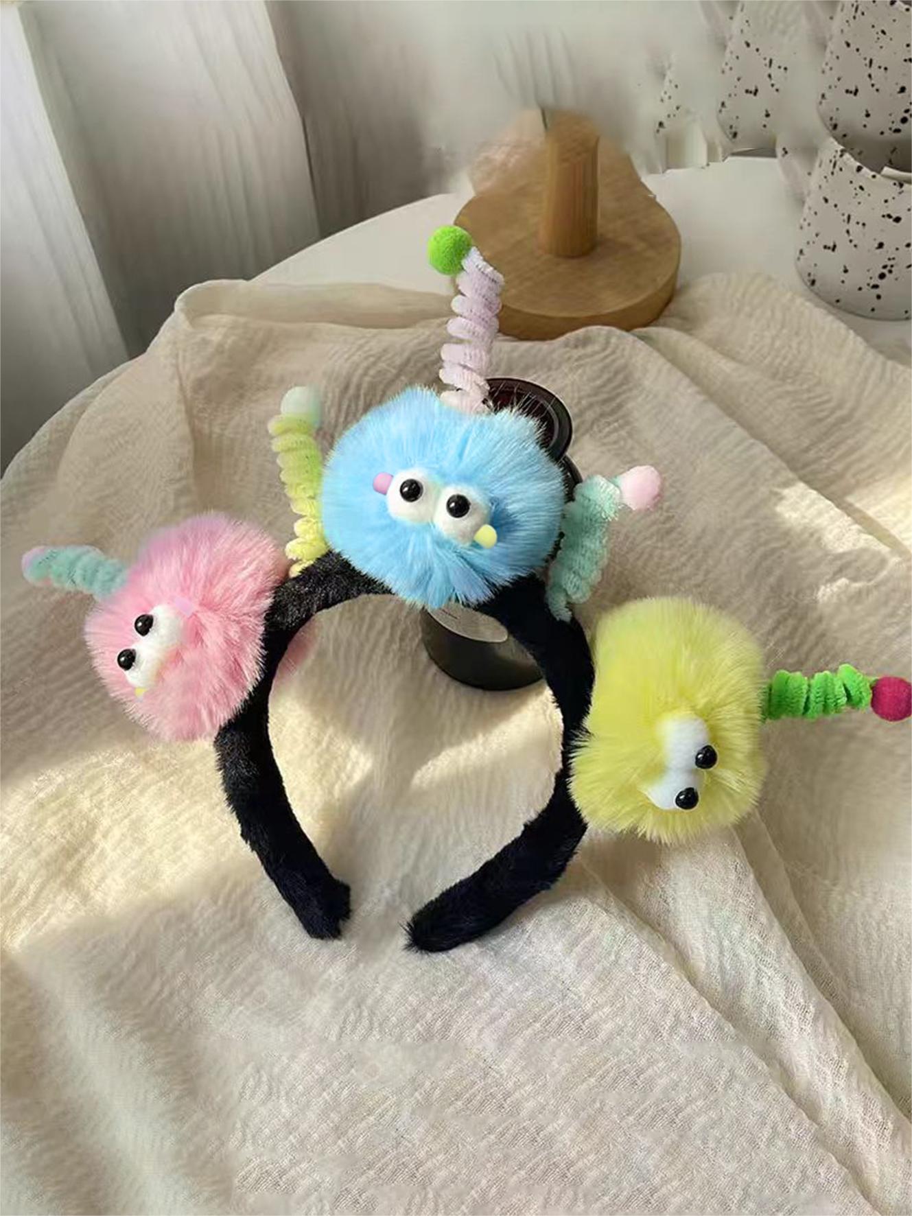 新款彩色怪兽扭扭棒生日发箍儿童搞怪头箍演出节日派对表演发饰细节图