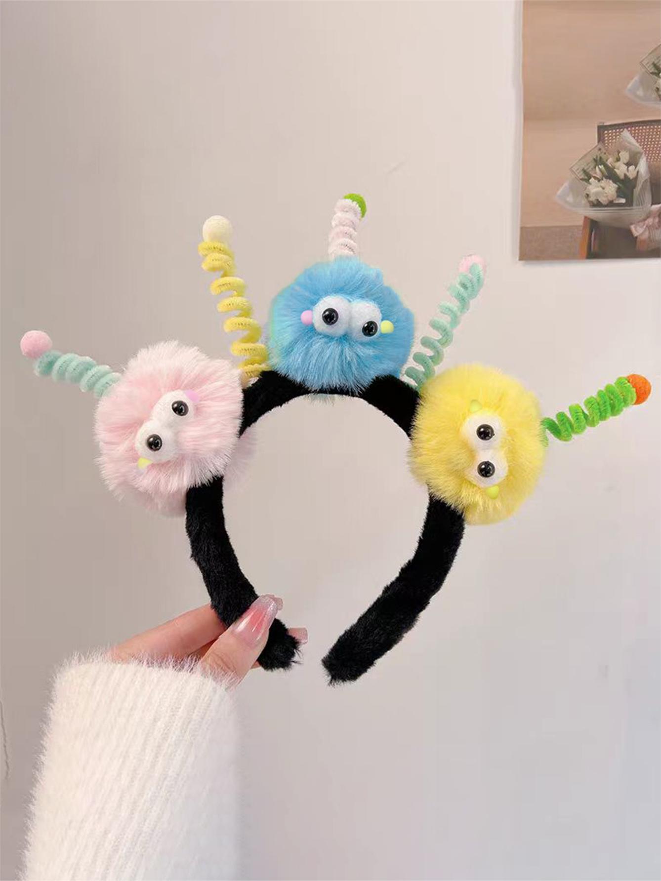 新款彩色怪兽扭扭棒生日发箍儿童搞怪头箍演出节日派对表演发饰产品图