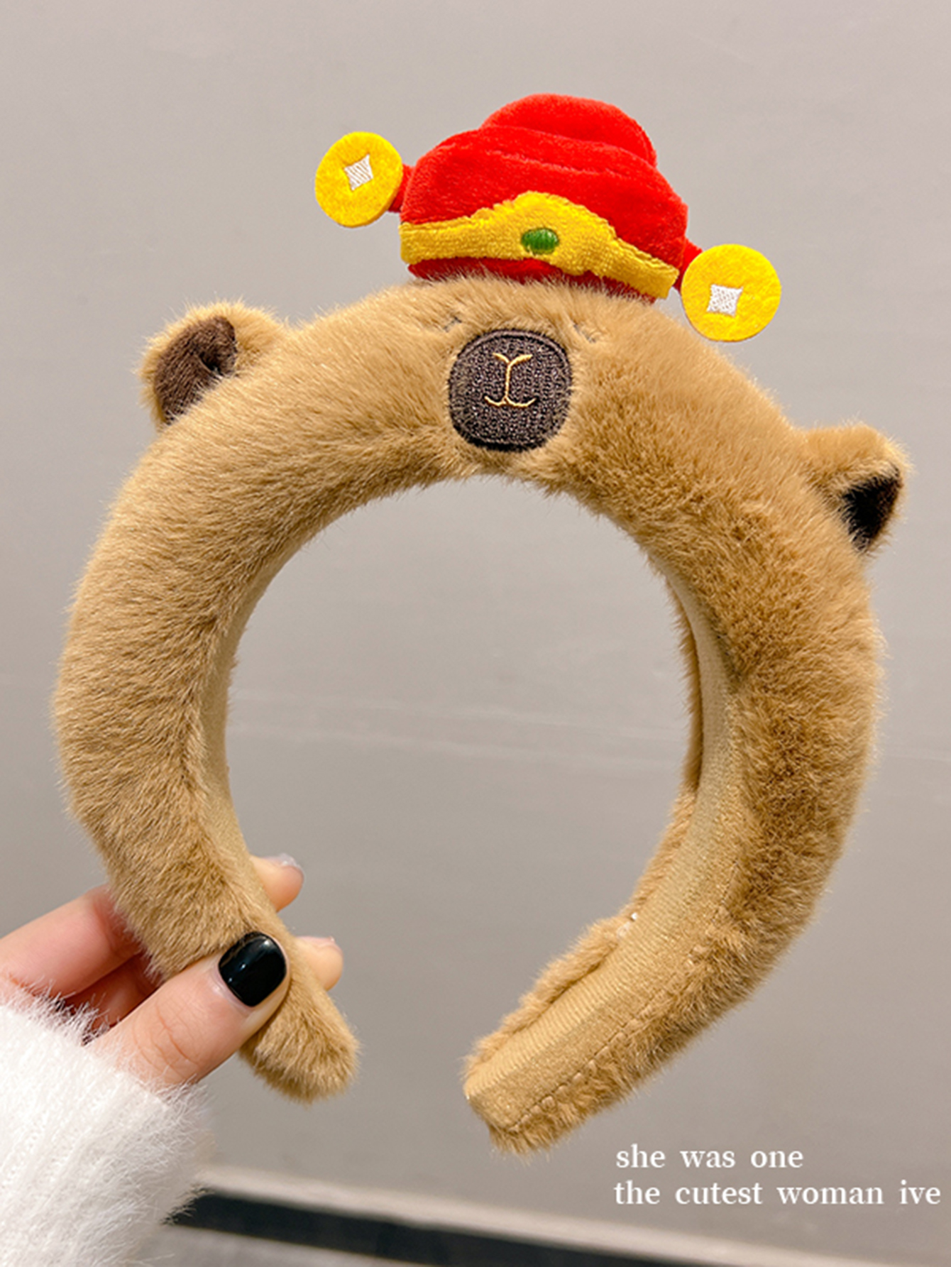 毛绒卡皮巴拉发箍女洗脸水豚高颅顶头箍儿童头饰品秋冬发饰女夏季百搭女孩发箍动物详情2