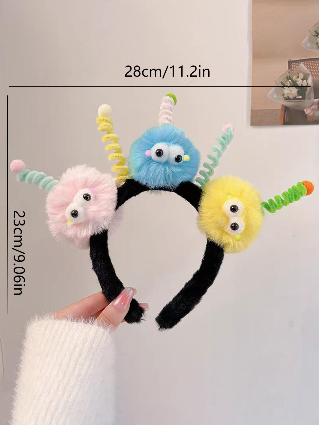 新款彩色怪兽扭扭棒生日发箍儿童搞怪头箍演出节日派对表演发饰白底实物图