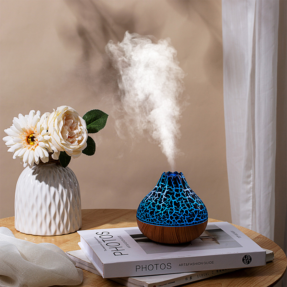 New Flame Volcano USB humidifier for home, bedroom, office, aromatherapy essential oil mini Seven-color crack humidifier Specification image
