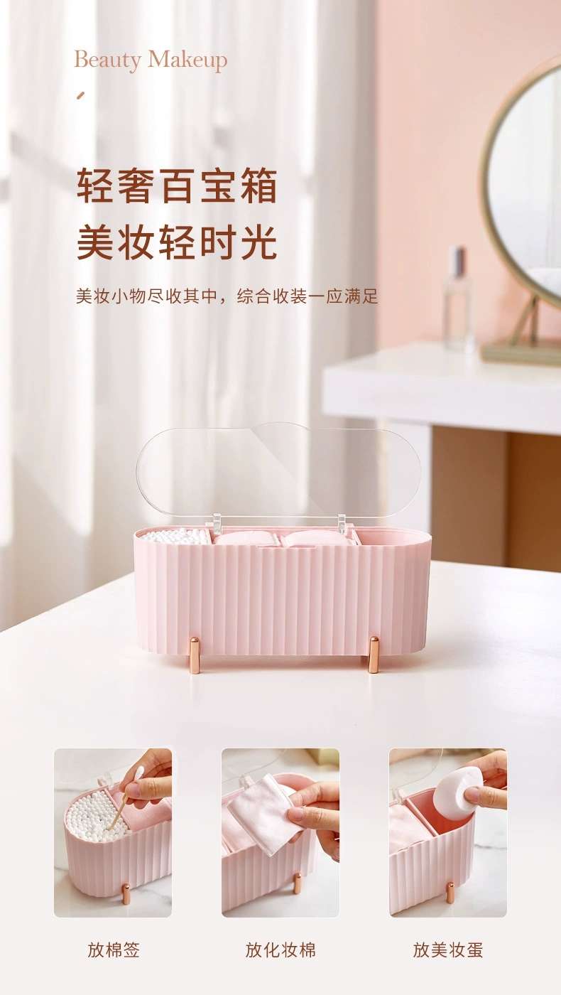 L40-LSHZ123 Makeup brush storage, dust-proof lipstick, loose powder brush bucket, dressing table shelf, cosmetics storage detail image 3