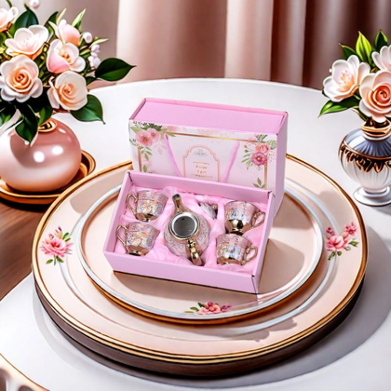 European Plated Ceramic Tea Set Gold Plated Coffee Cup Saucer Will Sell Gift Ceramic Cup Pot Set Foreign Trade Boutique Storage Box With Gift Specification drawing