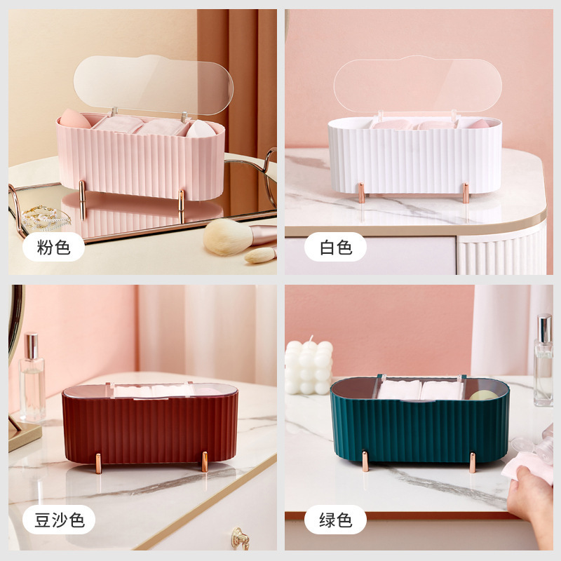 L40-LSHZ123 Makeup brush storage, dust-proof lipstick, loose powder brush bucket, dressing table shelf, cosmetics storage details Picture