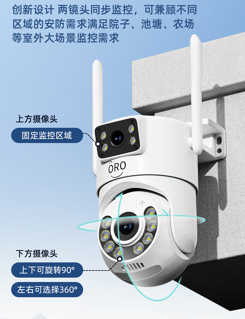 ORO 户外360度无死角监控摄像头手机远程监控器高清夜视摄影wifi网络录像机详情5