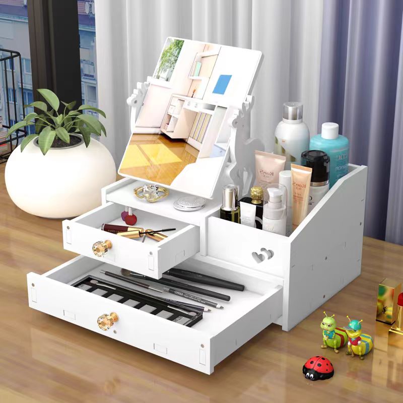 Desktop storage box, popular makeup mirror, jewelry organization, skin care products, dressing table, mask and lipstick storage rack, drawer type details Picture