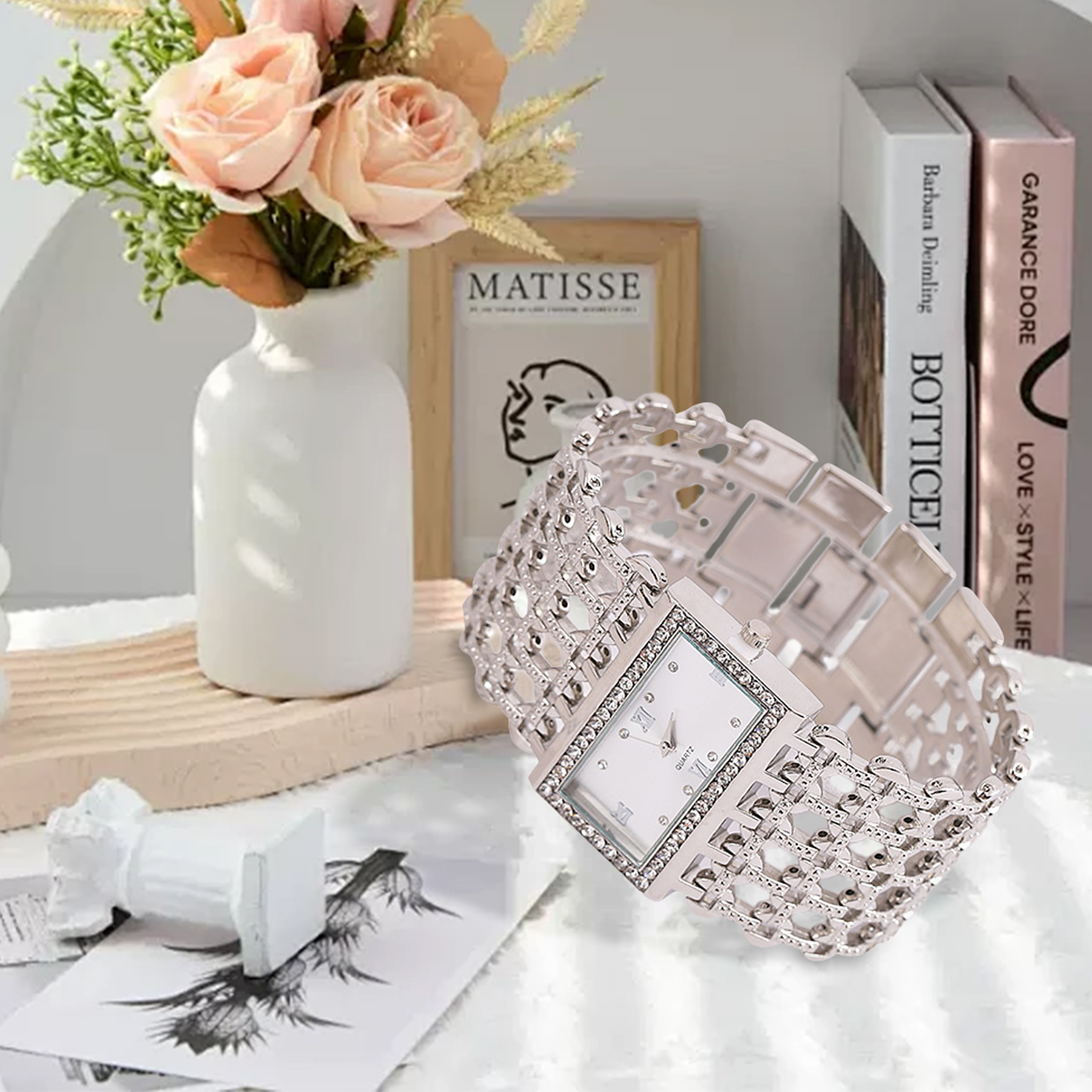 Explosive Hollow Watch Watch Fashion Alloy Square Broadband Air Goddess Watch