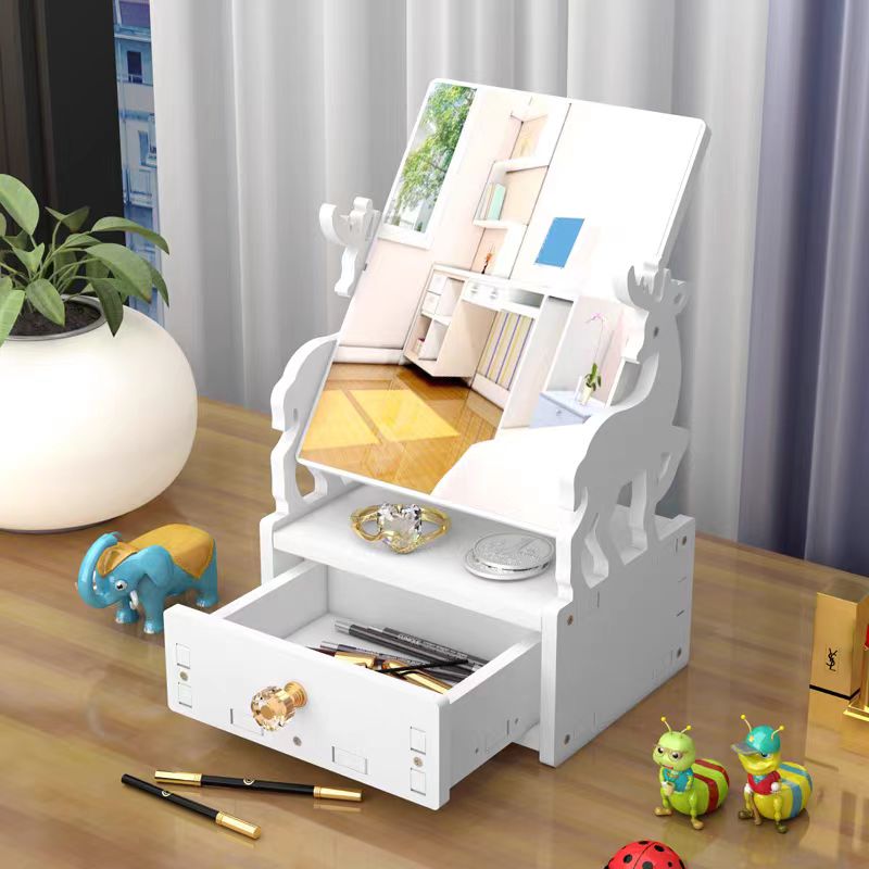 Desktop storage box, popular makeup mirror, jewelry organization, skin care products, dressing table, mask and lipstick storage rack, drawer type Application Scenario