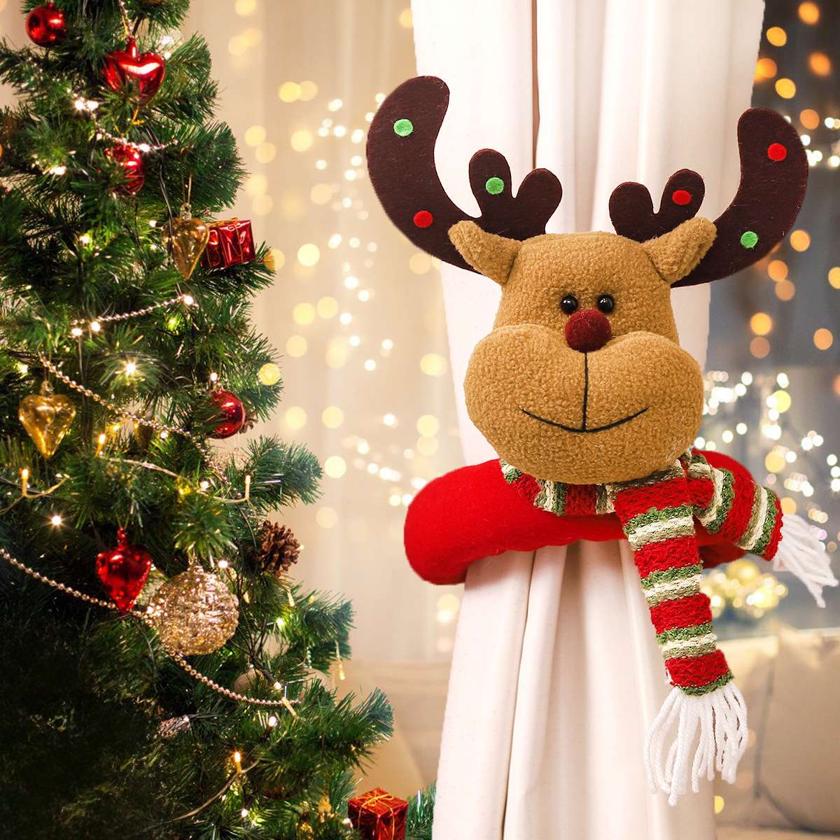 小小光圣诞新品  圣诞节装饰品 室内窗帘装饰 立体圣诞老人圣诞窗帘扣 家庭圣诞节气氛装扮详情图6