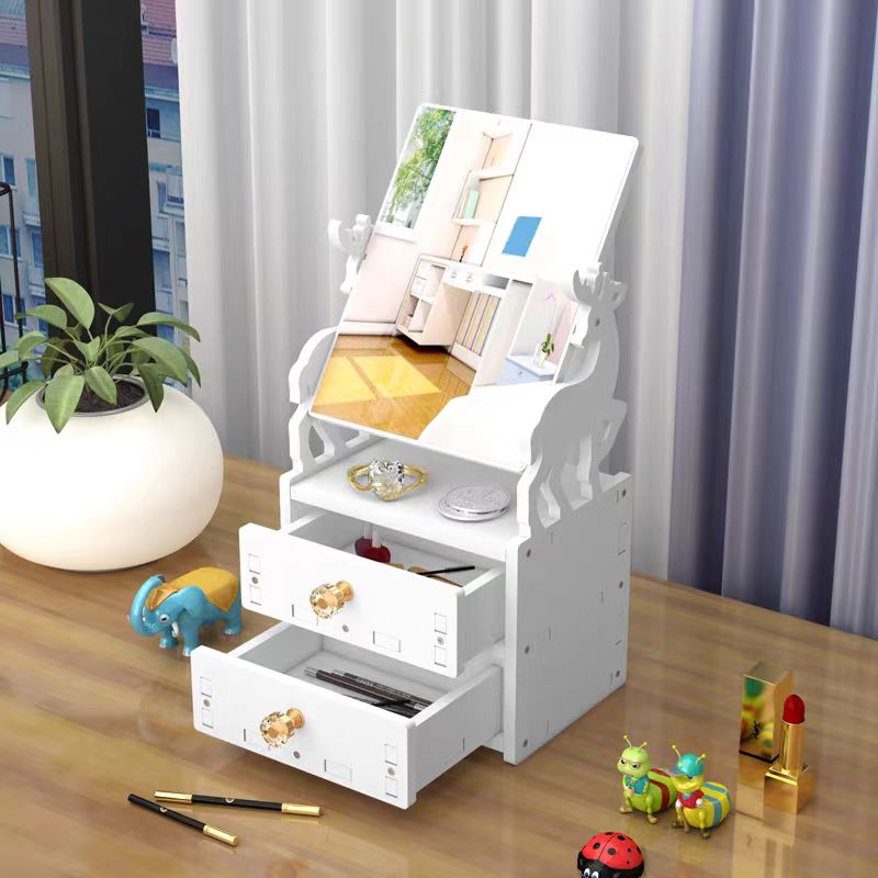 Desktop storage box, popular makeup mirror, jewelry organization, skin care products, dressing table, mask and lipstick storage rack, drawer type Specification image