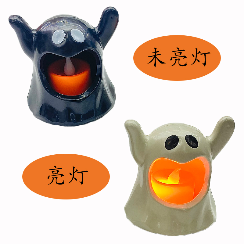 万圣节蜡烛摆件 桌面氛围装饰蜡烛 幽灵烛台氛围灯详情4