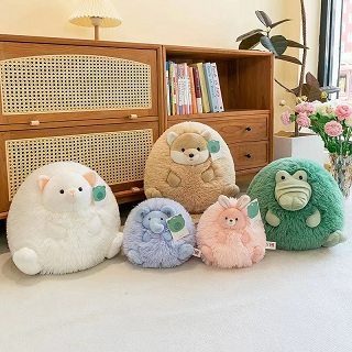 The animal throw pillow is round