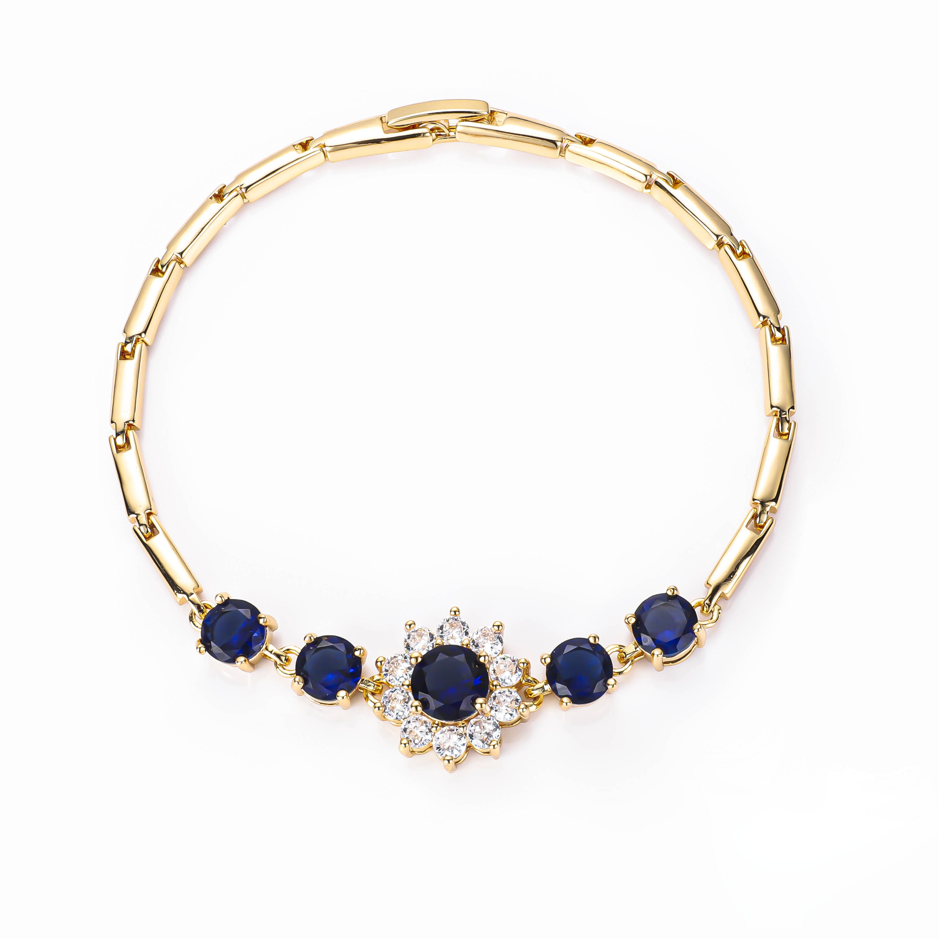 Chuangmei Jewelry 18k Champagne gold plated ladies' bracelet jewelry, personalized bracelet design sense, sunflower color zircon bracelet bracelet, Chuangmei Item Picture