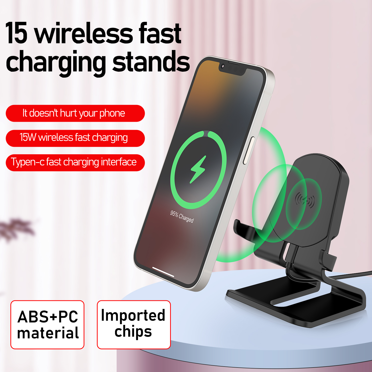 Desktop stand wireless charging 15W desktop stand details Picture