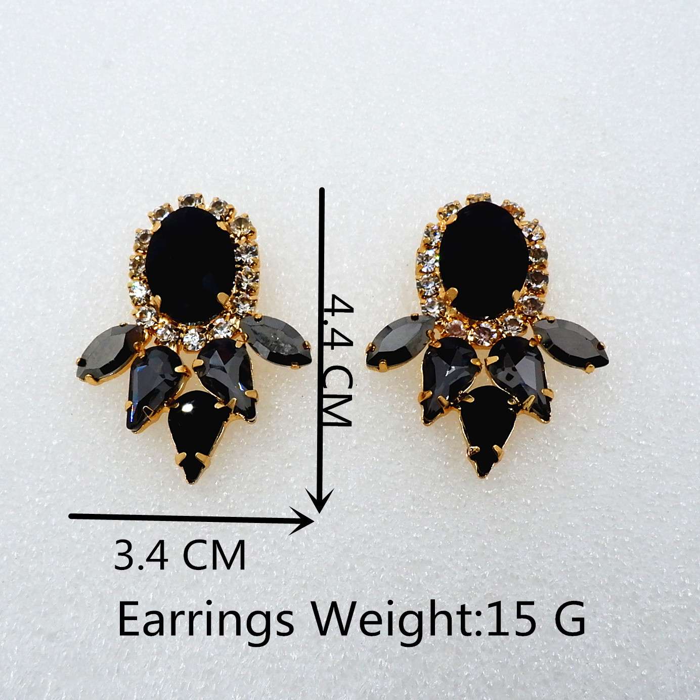Europe And The United States Exaggerated Classic Black, White And Grey Crystal Glass Earrings Banquet Party Wear Earrings Earrings High-End Earrings undefined