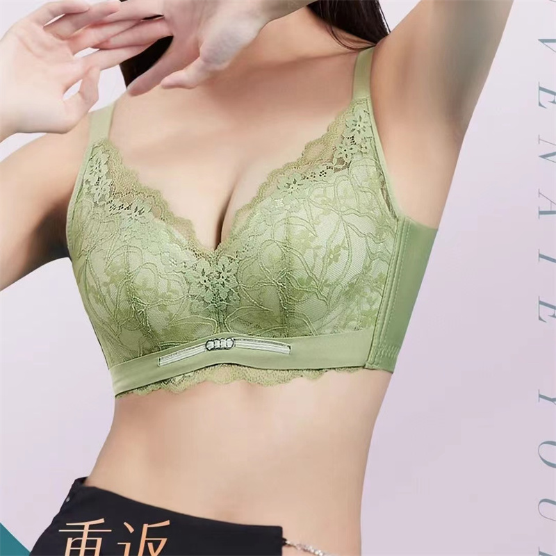 新款精美蕾丝文胸收副乳聚拢调整型大胸内衣