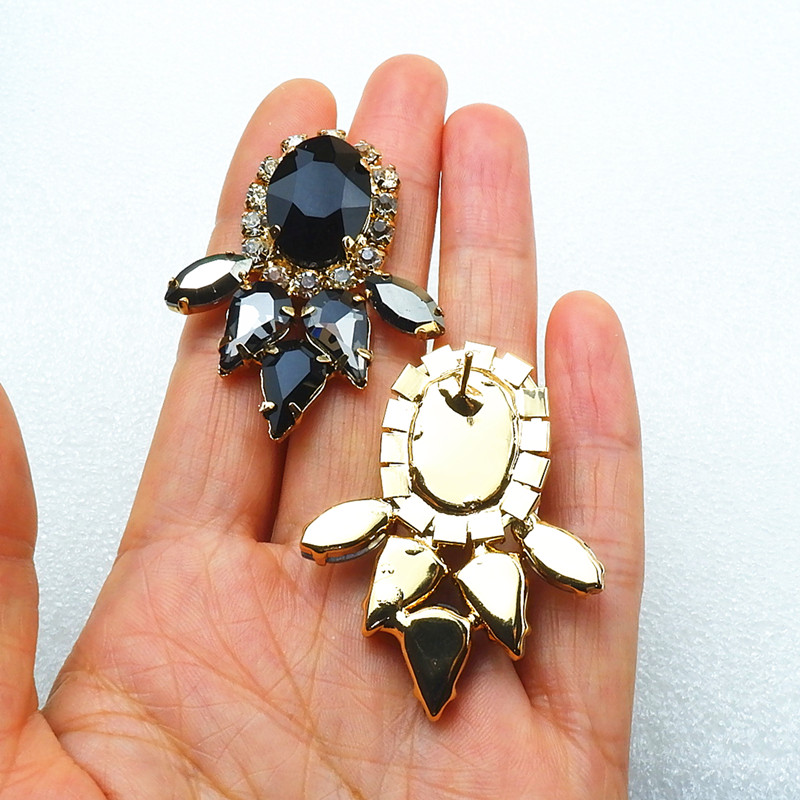 Europe And The United States Exaggerated Classic Black, White And Grey Crystal Glass Earrings Banquet Party Wear Earrings Earrings High-End Earrings details Picture