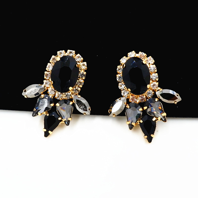 Europe And The United States Exaggerated Classic Black, White And Grey Crystal Glass Earrings Banquet Party Wear Earrings Earrings High-End Earrings details Picture