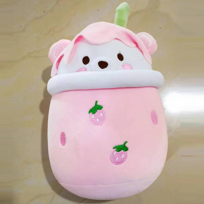 The 2024 new plush toy pillow is cute, pink and super soft, and the plush milk tea cup is super soft Specification image