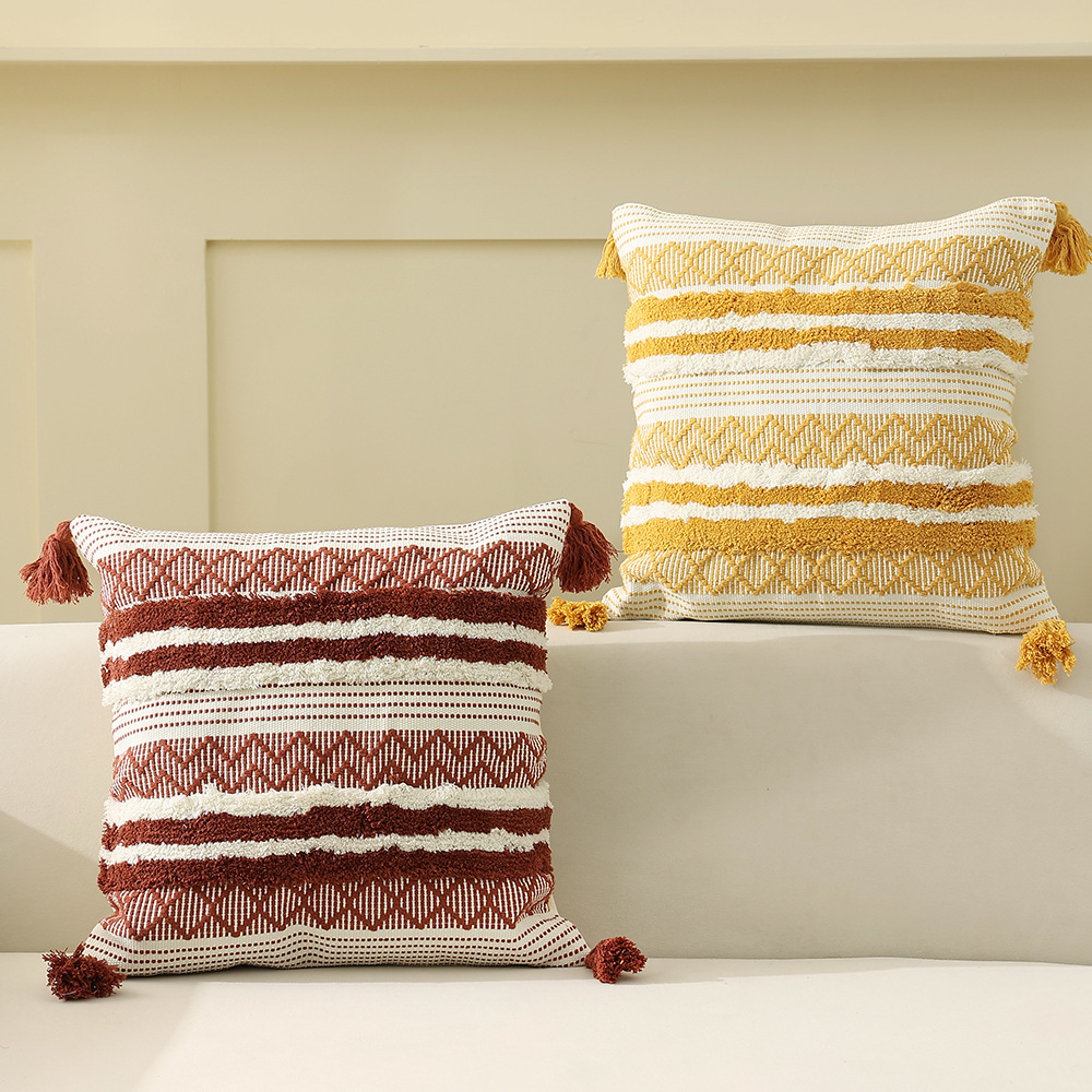 棉线编织色织提花靠垫青瓷系列简约沙发抱枕套客厅卧室床头靠枕