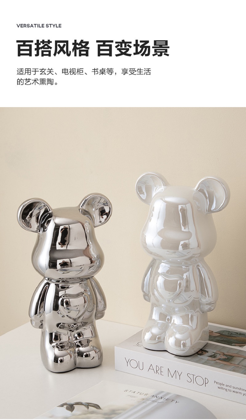 网红电镀暴力熊落地大摆件北欧现代创意客厅电视柜装饰卡通存钱罐细节图