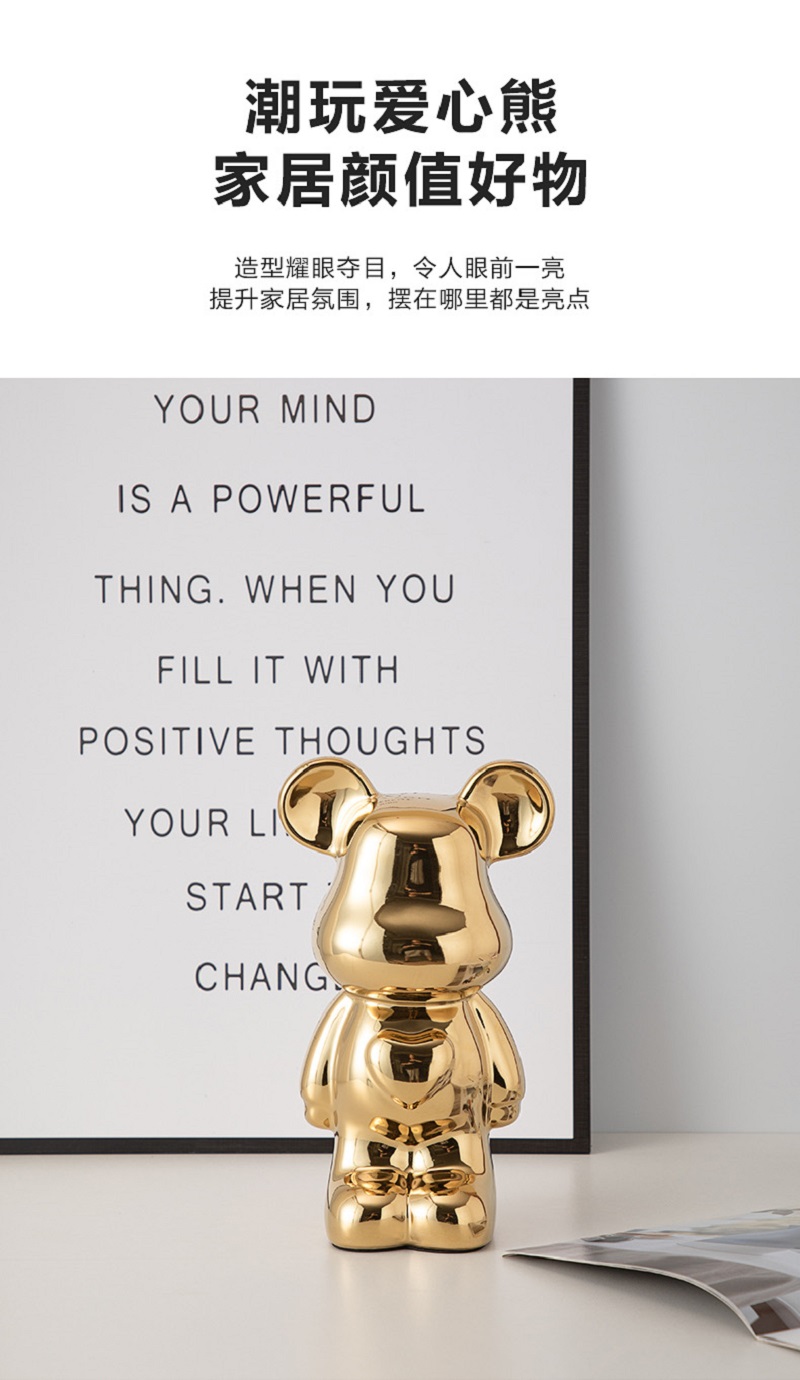 网红电镀暴力熊落地大摆件北欧现代创意客厅电视柜装饰卡通存钱罐详情10