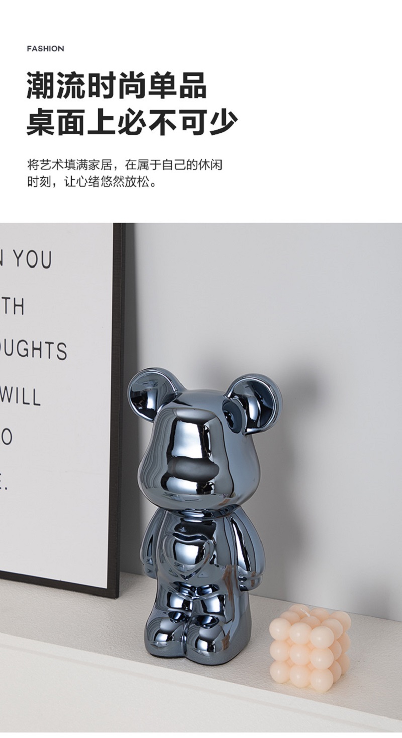 网红电镀暴力熊落地大摆件北欧现代创意客厅电视柜装饰卡通存钱罐详情3