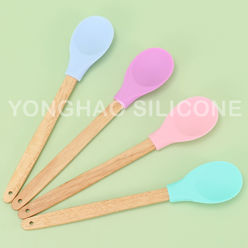 TDD BPA Free Butter Cake  Silicone Spatula Wooden Handle图