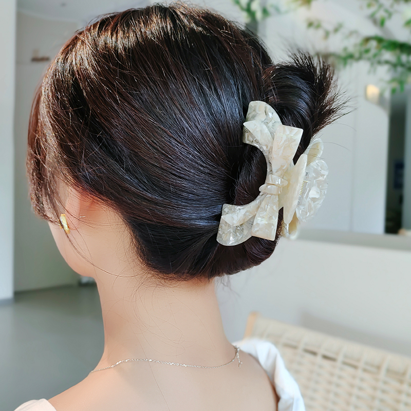 Visible Texture ~ Bow Grab Clip Women's Fall/Winter Advanced Sense Shark Clip Hair Clip Back Head Hair Clip Hair Clip Clip Shark Clip Specification drawing