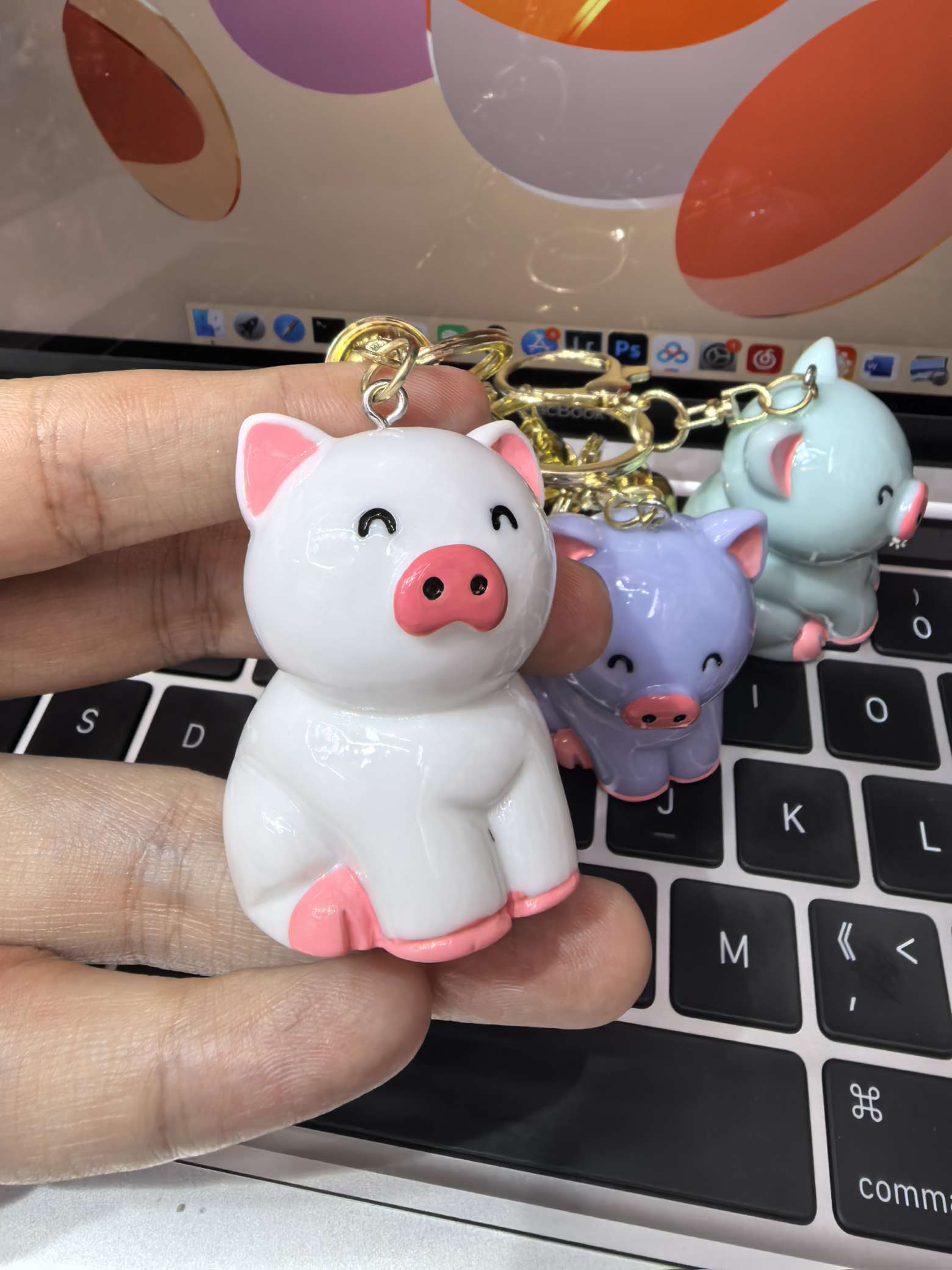 新款可爱小猪陶瓷钥匙扣挂件钥匙链钥匙扣挂件详情图3