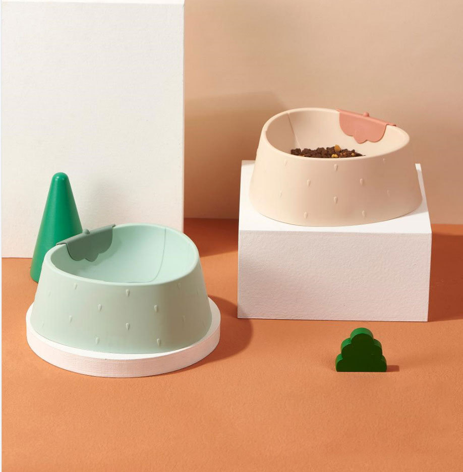 New cartoon strawberry pet plastic single bowl neck guard, anti-knock cat bowl, large-capacity dog food bowl, pet supplies pic 1